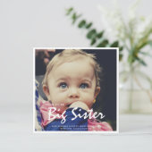 Grossesse photo Big Soeur Faire-part rose (Debout devant)