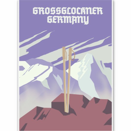Grossglockner Duitsland bergposter. Sticker (Voorkant)