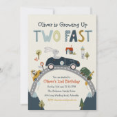Grossissant Deux Voitures Rapides Invitation Anniv (Devant)