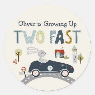 Grossissant Deux Voitures Rapides Stickers Anniver