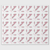 Grote 1-jarige groene olievlek Girl Pink Flowers Cadeaupapier (Vlak)