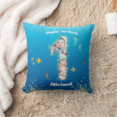 Grote 1-ste verjaardag onder het Zee Foto Collage Kussen (Deken)