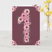 Grote 1e verjaardag meisje roze bloemen groen blad kaart (Gele Bloem)