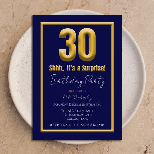 Grote 30 Verjaardagsfeest Surprise Navyblauw Kaart
