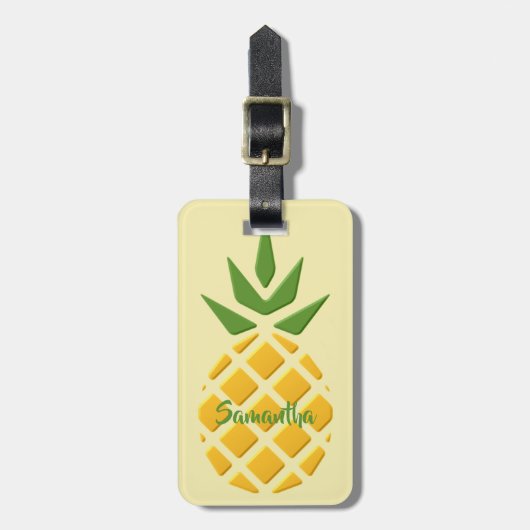 Grote 3D ananas Bagagelabel (Voorkant verticaal)