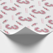 Grote 3e verjaardag groene olievlek roze bloemen cadeaupapier (Hoek)