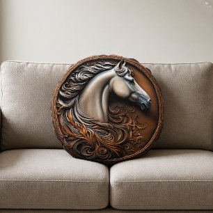 Grote 40x40 cm westerse paard ronde kussen