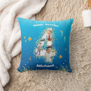 Grote 4-de-verjaardag fotocollage onder het Zee Kussen