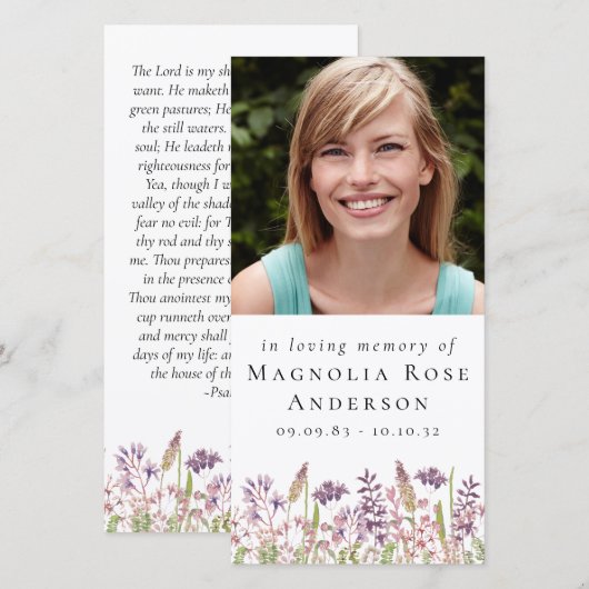 Grote 4x8 herdenkingsbladwijzer | Wilde lavendel (Voorkant / Achterkant)