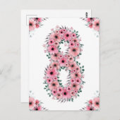 Grote 8e verjaardag Roze Bloemen Meisje Groen Loof Briefkaart (Voorkant / Achterkant)