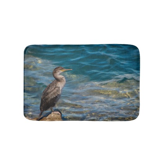 Grote aalscholver op de rotsen badmat (Voorkant)