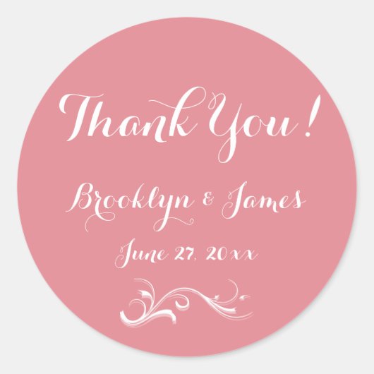 Grote Aangepaste dank je roze witbruiloft-stickers Ronde Sticker (Voorkant)