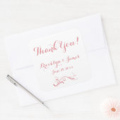 Grote Aangepaste dank je witte roze weddenschappen Vierkante Sticker (Envelop)