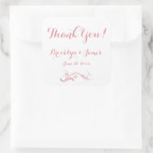 Grote Aangepaste dank je witte roze weddenschappen Vierkante Sticker (Tas)