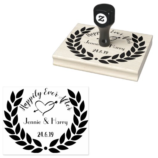 Grote aangepaste krans bruiloft rubberstempel (Gestempeld)