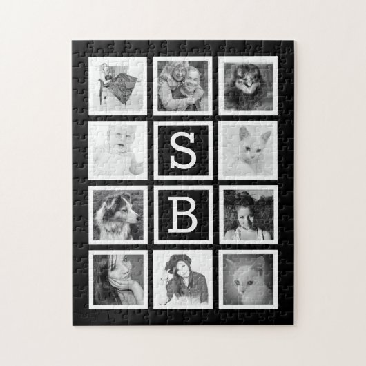 Grote aangepaste puzzel met tien foto's en Initial (Verticaal)