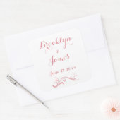 Grote aangepaste witroze weddenschappen vierkante sticker (Envelop)