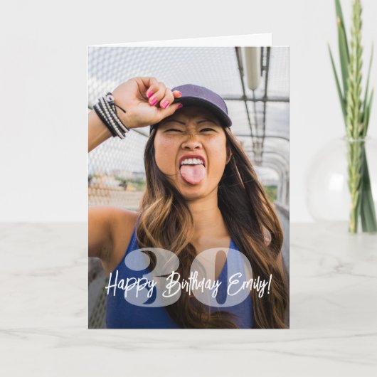 Grote aantallen foto overlay Happy Birthday Script Kaart (Voorkant)