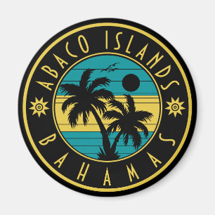 Grote Abaco Bahamas Retro Palm Tree Souvenirs Magneet