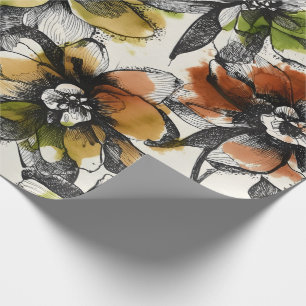 Grote Abstracte Alcohol Was Pen en Inkt Bloemen Cadeaupapier