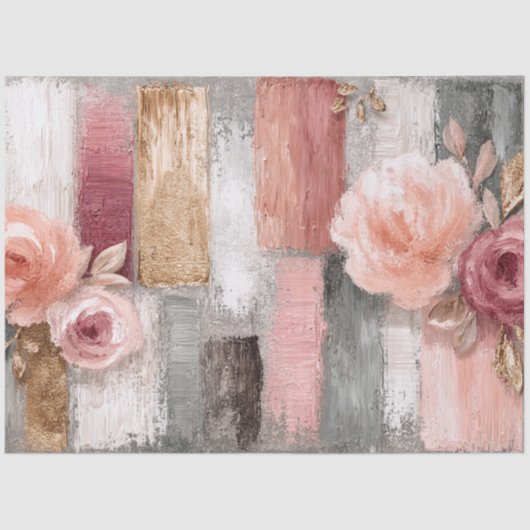 Grote Abstracte Art College Peach Grey Decoupage Tissuepapier (Voorkant)