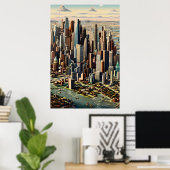 Grote Amerikaanse stad | AI Art Poster (Thuiskantoor)