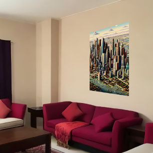 Grote Amerikaanse stad AI Art Poster