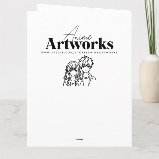 Grote anime meisje en Axolotl gepersonaliseerde ve Kaart (Achterkant)