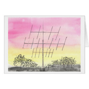 Grote antenne op zonsondergang