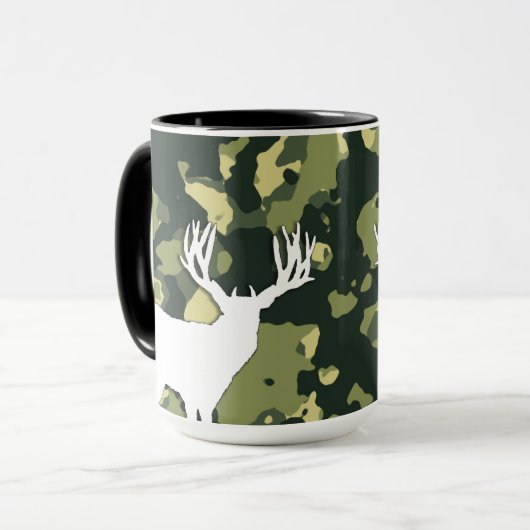 Grote Antler Whitetail Buck Deer Mok (Voorkant links)