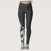 Grote B&W-draak Leggings (Voorkant)