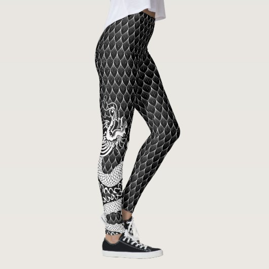 Grote B&W-draak Leggings (Rechts)