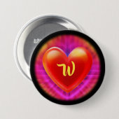 Grote Badge met monogram nachtclub neon hart. Ronde Button 7,6 Cm (Voorkant /achterkant)