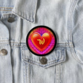 Grote Badge met monogram nachtclub neon hart. Ronde Button 7,6 Cm (In situ)