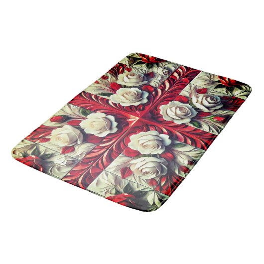 Grote badmat met Engelse Rozen Design (Gekanteld)