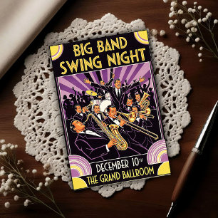 Grote Balzaal Big Band Swing Nacht Klassieker Briefkaart
