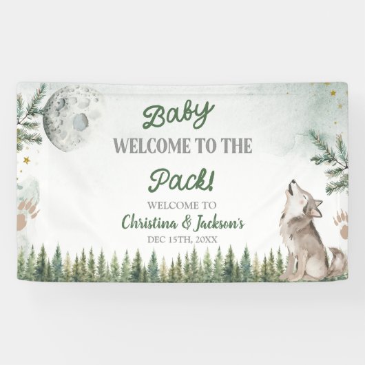 Grote banner voor babyborrel boswolf (Horizontaal)