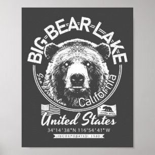 GROTE BEER LAKE CALIFORNIA - STAD VAN GROTE BEER POSTER
