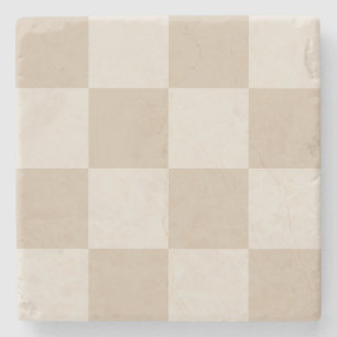 Grote Beige Dambordpatroon Stenen Onderzetter