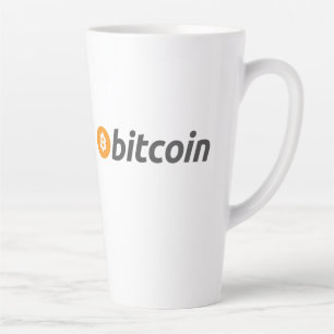 Grote Bitcoin logo met oranje Bitcoin-symbool Latte Mok