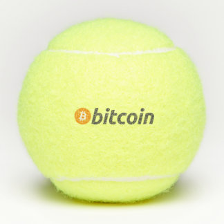 Grote Bitcoin logo met oranje Bitcoin-symbool Tennisballen