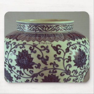 Grote blauw- en witte ringvaas muismat