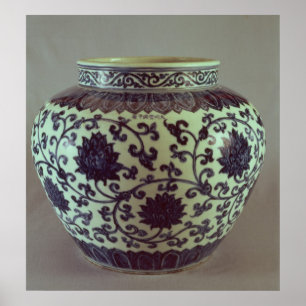 Grote blauw- en witte ringvaas poster