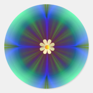 Grote blauw-groene bloem ronde sticker