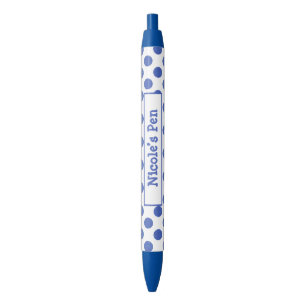Grote blauwe Aqua Polka Dots gepersonaliseerd Blauwe Inkt Pen