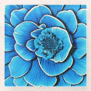 Grote blauwe Camellia bloesem Glazen Onderzetter