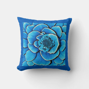 Grote blauwe Camellia bloesem Kussen