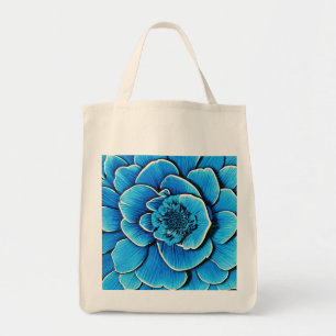 Grote blauwe Camellia bloesem Tote Bag