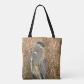 Grote Blauwe Heron in een Gebied van Golden Reeds Draagtas (Achterkant)