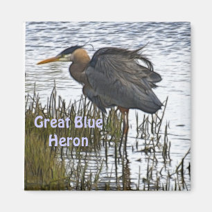 GROTE BLAUWE HERON magneet geschenken